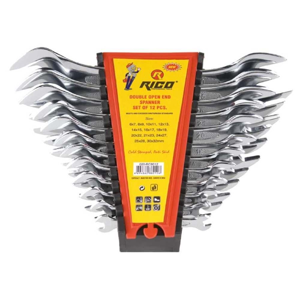 RİCO EKSTRA İKİ AĞIZ ANAHTAR SETİ KISA 12 prç RC8012