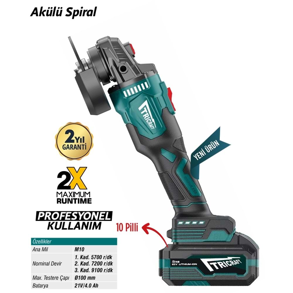 MEŞEM TRICRAFT ŞARJLI AVUÇ TAŞLAMA 125mm - 4Ah / 7301