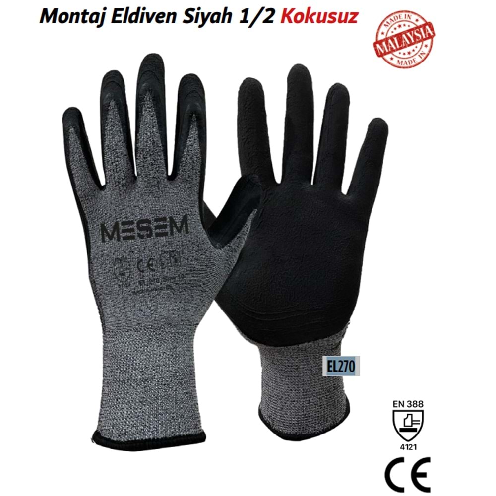 MEŞEM SİYAH BENEKLİ MONTAJ ELDİVENİ / EL270