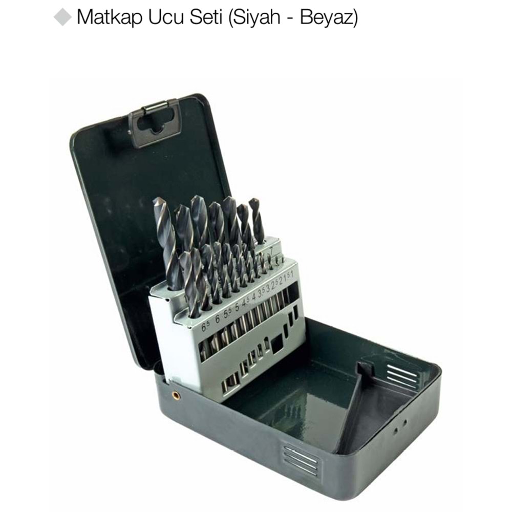 GFB1560 MATKAP UCU SETİ - SİYAH BEYAZ - 1-10mm / 19 parça