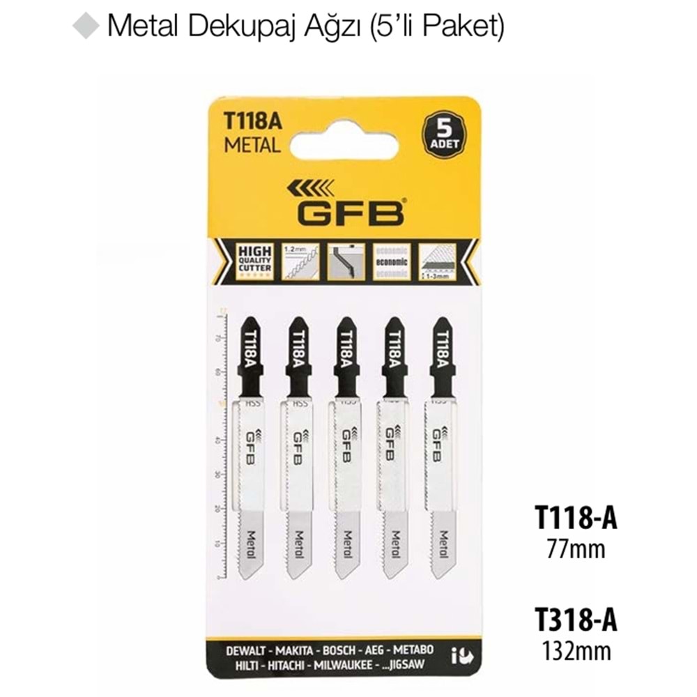 GFB2251 METAL DEKUPAJ AĞZI PAKET 5’Lİ T318-A (UZUN)