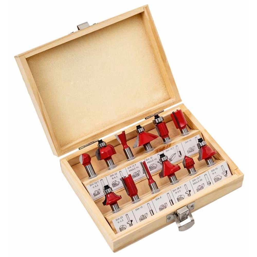 GFB2318 AHŞAP FREZE UCU SETİ 8mm / 12 prç