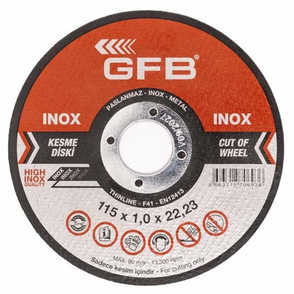 GFB2350 İNOX KESİCİ TAŞ - 115*1,0*22,23mm