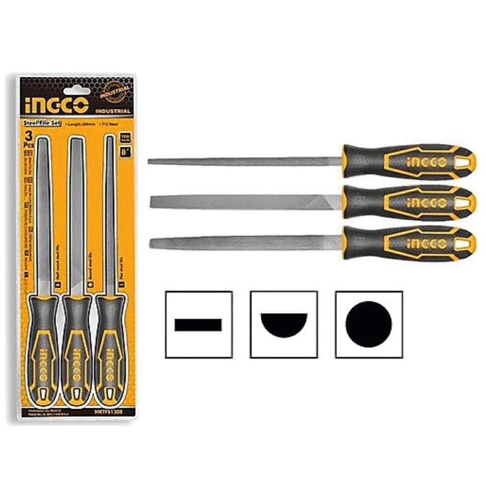 İNGCO ENDÜSTRİYEL 3LÜ EĞE SETİ / HKTFS1308