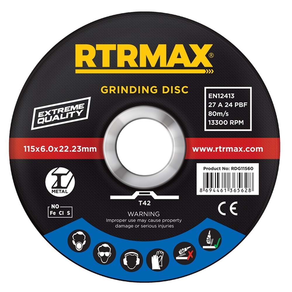 RTRMAX METAL TAŞLAMA DİSKİ 180*6.0*22 RDG18060