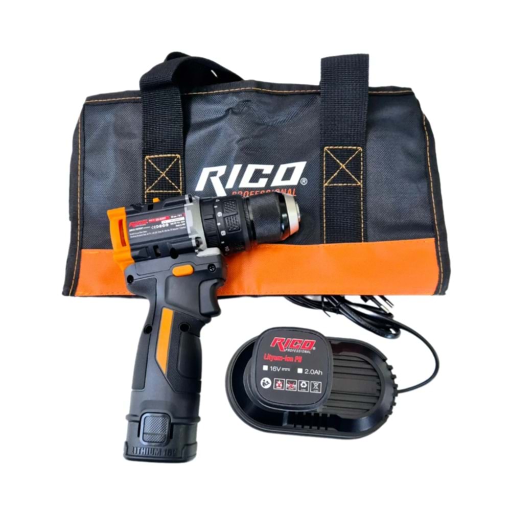 RİCO ŞARJLI MATKAP 16v - 2ah - 50 NM RE0017 -KÖMÜRSÜZ