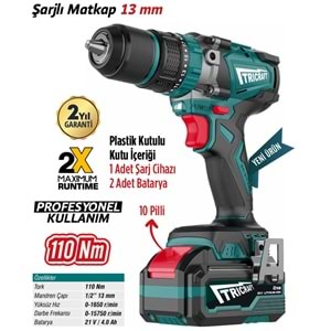 MEŞEM TRICRAFT ŞARJLI MATKAP 110Nm-4.0Ah / 7304