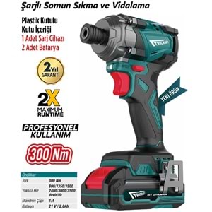 MEŞEM TRICRAFT ŞARJLI SOMUN S. VİDALAMA 300Nm-2.0Ah / 7306