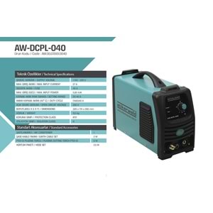 ATİKER PLAZMA KESME MAKİNESİ AW -DCPL-040