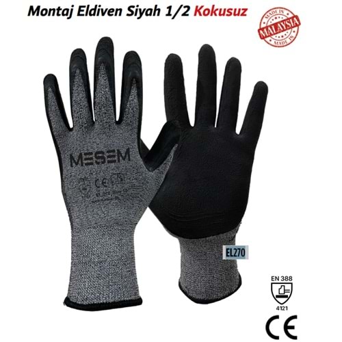 MEŞEM SİYAH BENEKLİ MONTAJ ELDİVENİ / EL270