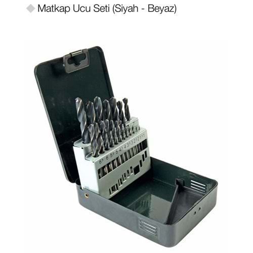 GFB1560 MATKAP UCU SETİ - SİYAH BEYAZ - 1-10mm / 19 parça
