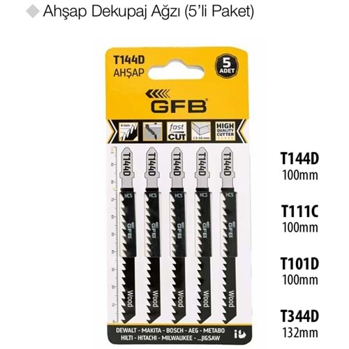 GFB2243 AHŞAP DEKUPAJ AĞZI PAKET 5’Lİ T344-D (UZUN)