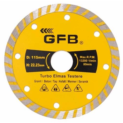 GFB2386 TURBO ELMAS MERMER GRANİT KESİCİ 180mm