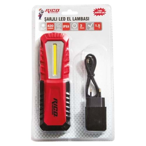 RİCO LED ŞARJLI EL LAMBASI 420LM RC0038