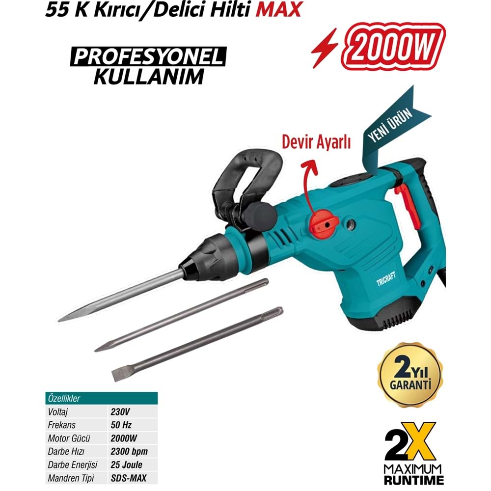 MEŞEM TRICRAFT 55k MAX KIRICI DELİCİ HİLTİ / 7102