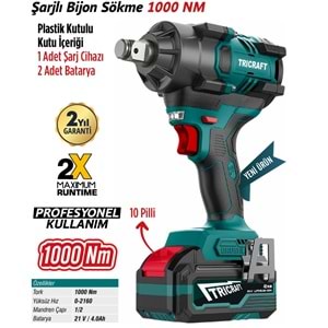 MEŞEM TRICRAFT ŞARJLI BİJON SÖKME 1000Nm-4.0Ah / 7309