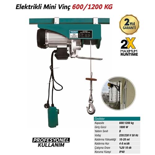 TRICRAFT ELEKTRİKLİ MİNİ VİNÇ - 600/1200kg / 936