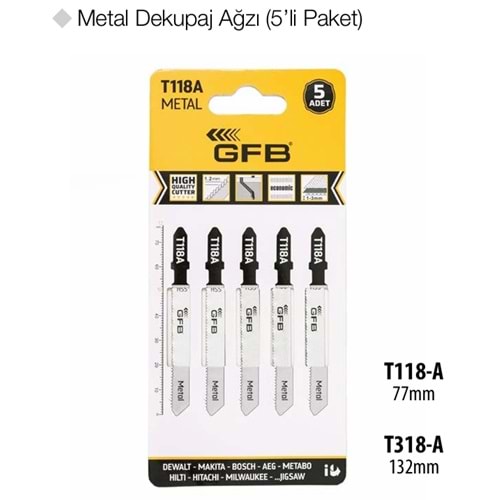 GFB2251 METAL DEKUPAJ AĞZI PAKET 5’Lİ T318-A (UZUN)