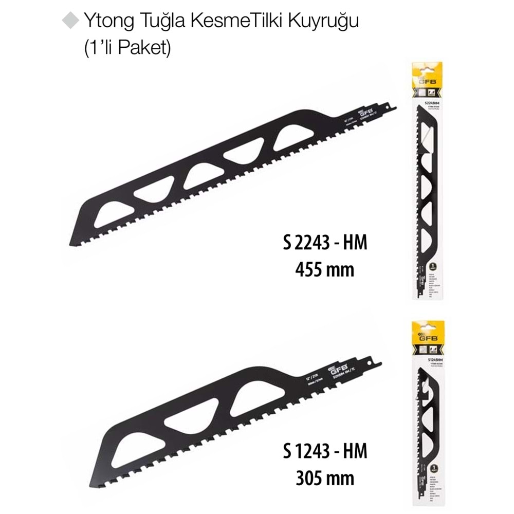 GFB2281 YTONG TUĞLA KESME TİLKİ KUYRUĞU S1243-HM - 305mm