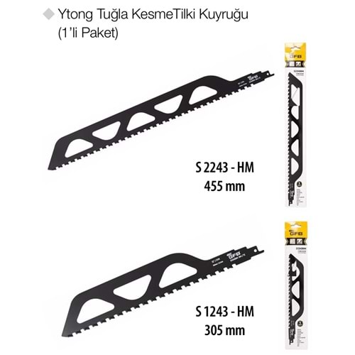 GFB2283 YTONG TUĞLA KESME TİLKİ KUYRUĞU S2243-HM - 455mm