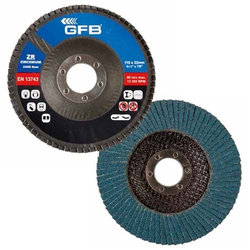 GFB2323 ZİRKONYUM FLAP DİSK ZIMPARA - MAVİ 115mm - 80kum