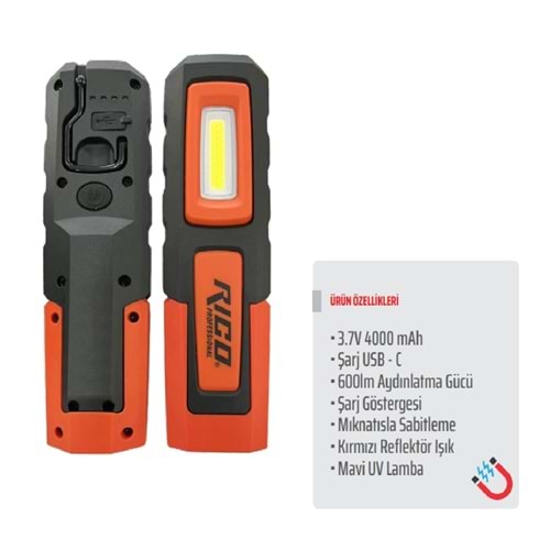 RİCO ŞARJLI LED LAMBA RC0031 600LÜMEN