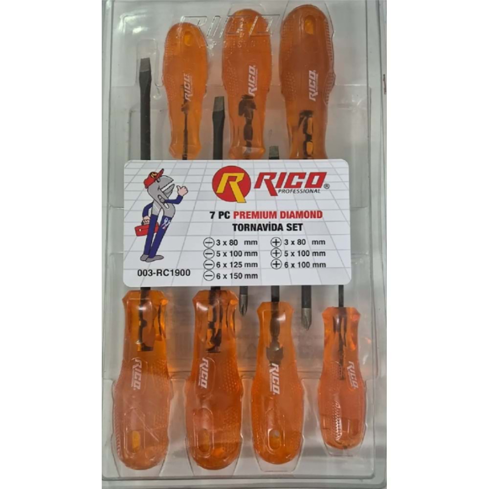 RİCO TORNAVİDA TAKIMI 7prç RC1900 -PREMİUM DİAMOND-