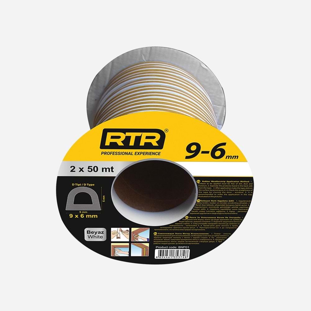 RTRMAX KAPI PENCERE BANDI -BEYAZ- RNP01 9*6mm 2*50mt = 100mt