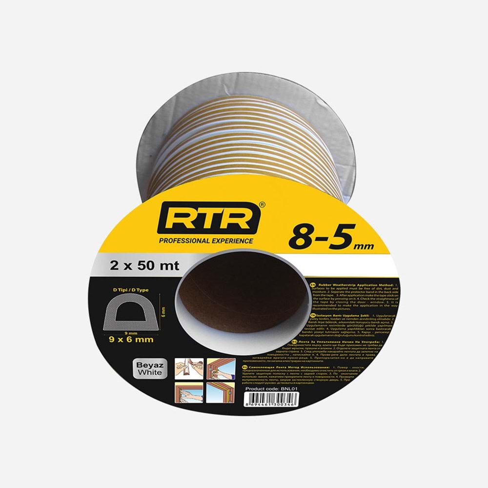 RTRMAX KAPI PENCERE BANDI -KAHVE- RNP04 8*5mm 2*50mt = 100mt