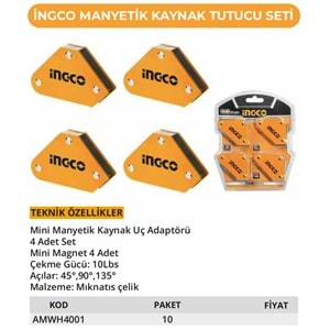 İNGCO MANYETİK KAYNAK TUTUCU SET AMWH4001 4 parça